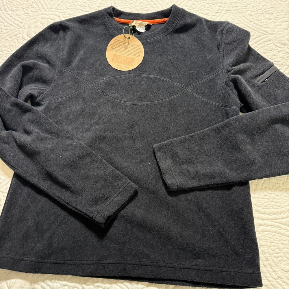 DAKINI Fleece Pullover WMS SZ S Black Sleeve Pocket Curved Seam NWT GORPCORE